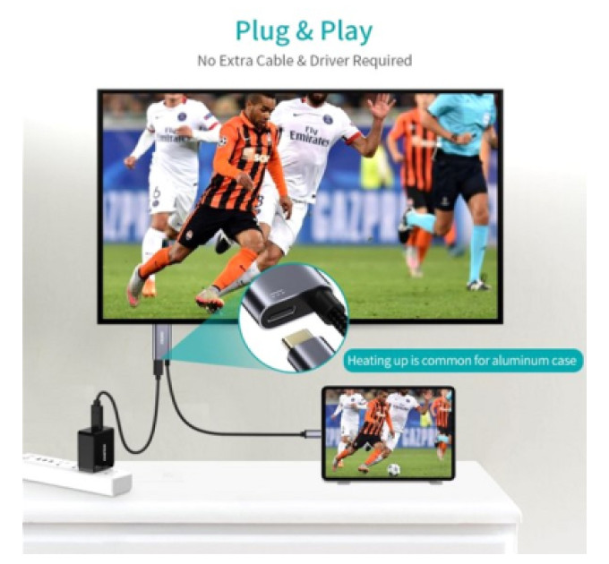 Choetech Кабель Choetech XCH-M180GY, USB-C на HDMI, 1.8м