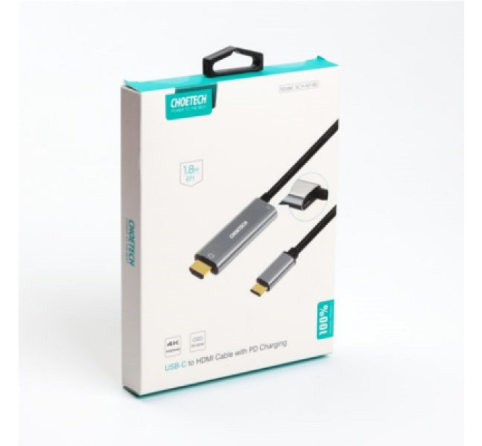Choetech Кабель Choetech XCH-M180GY, USB-C на HDMI, 1.8м