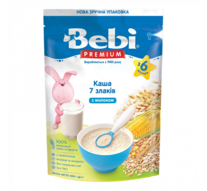 Bebi Дитяча каша Bebi Premium молочна 7 злаків +6 міс. 200 г (8606019654443)
