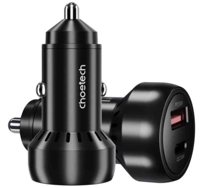 Choetech Автомобільне ЗУ TC0014-BK, 2 порти, 60Вт, QC3.0+PD, чорний