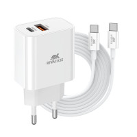 Мережевий ЗП, RivaCase PS4102 WD4, PD 20W+QC3.0, білий