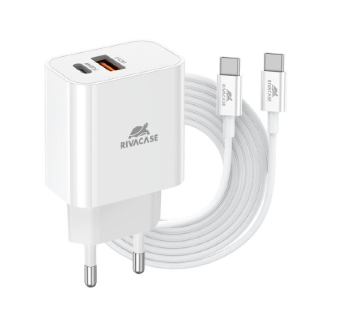 RivaCase Мережевий ЗП, RivaCase PS4102 WD4, PD 20W+QC3.0, білий