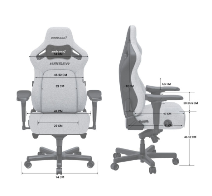 Anda Seat Крісло ігрове Anda Seat Kaiser 4 Fabric Size L Black (AD12YDDC-L-20-B-CF)