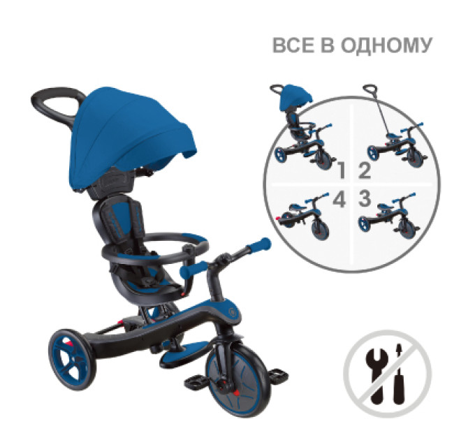 Globber Дитячий велосипед Globber Explorer Trike 4 в 1, синій (634-100)