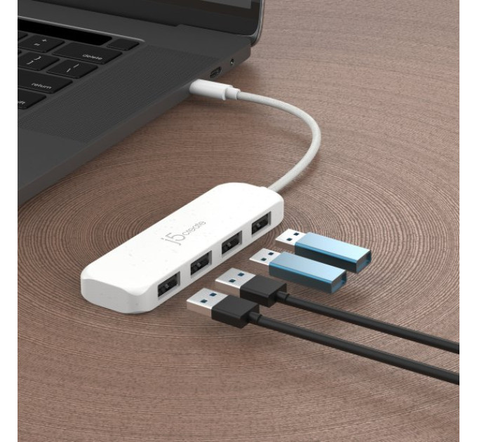 J5create Хаб J5create JCH341EW-N USB-C на 4 USB-A, Білий