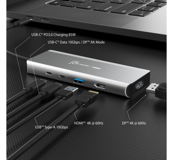 J5create Багатопортовий мультиадаптер J5create JCD401-N, USB-C 7-в-1
