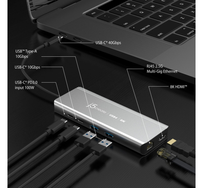 J5create Багатопортовий мультиадаптер J5create JCD403-N, Type-C 6-в-1