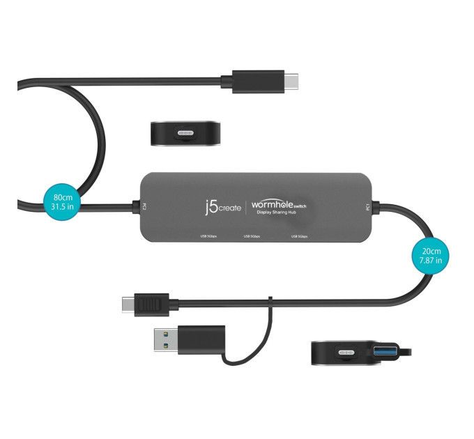 J5create Багатопортовий мультиадаптер Wormhole Switch J5create JCH462-N