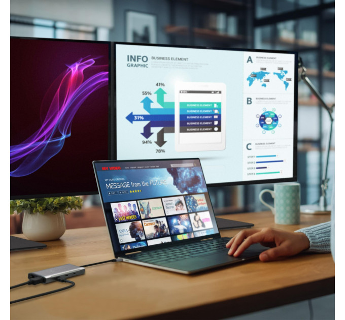 J5create Багатопортовий мультиадаптер J5create JCD397-N, USB Type-C 9-в-1