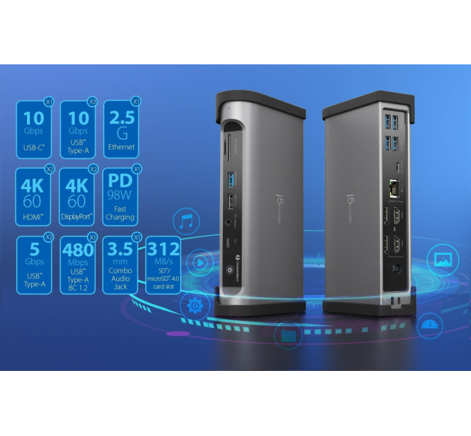 J5create Док станція J5create JTD568-EN, Type-C 15-в-1