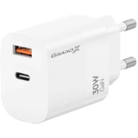 Зарядний пристрій Grand-X 1xUSB-C + 1xUSB QC3.0 36W white (CH-360W)