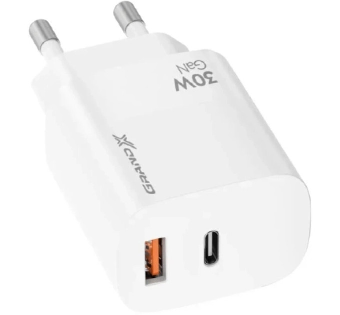 Grand-X Зарядний пристрій Grand-X 1xUSB-C + 1xUSB QC3.0 36W white (CH-360W)