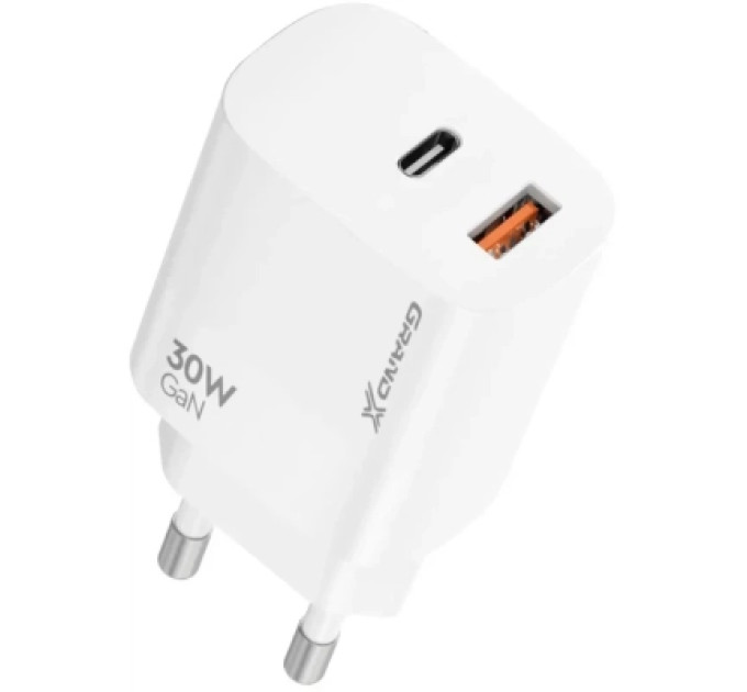 Grand-X Зарядний пристрій Grand-X 1xUSB-C + 1xUSB QC3.0 36W white (CH-360W)