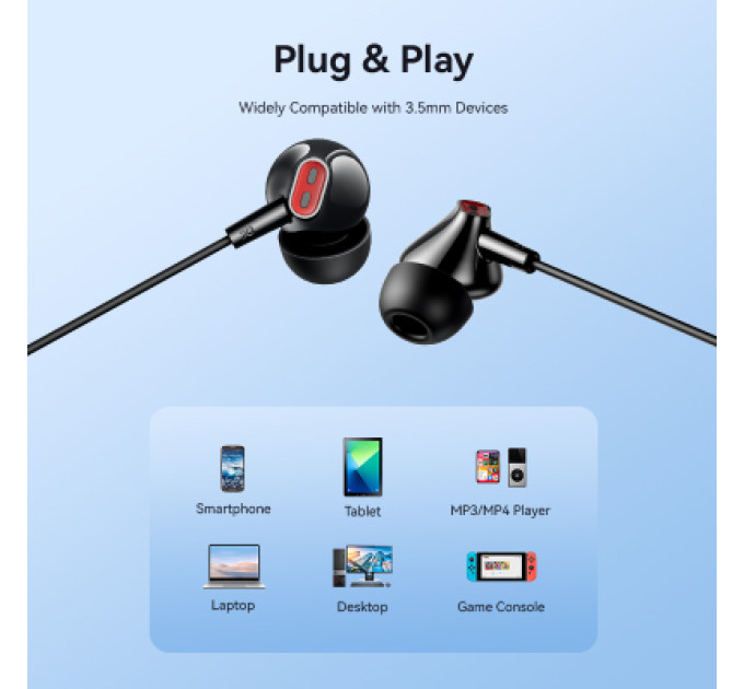 Vention Навушники Vention Echo Lite 3.5mm In-Ear Wired Black (GBABAV)