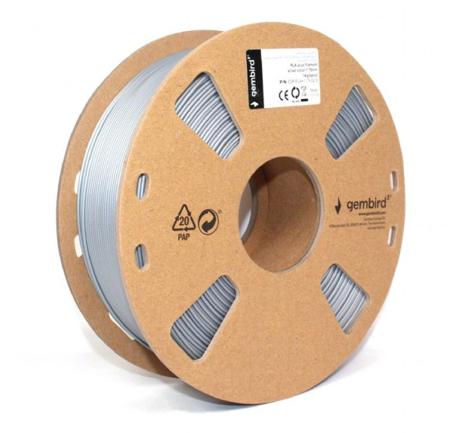 Gembird Філамент для 3D-принтера Gembird 3DP-PLA+1.75-01-S , PLA, 1.75 мм, сріблястий