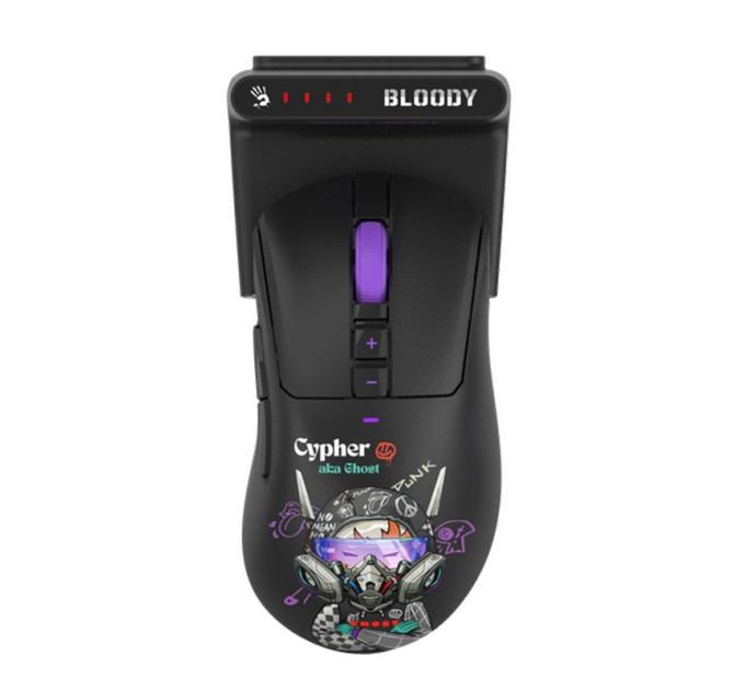 Bloody Миша ігрова бездротова Bloody R73 Ultra Duo (Cypher Ghost), колір чорний з малюнком