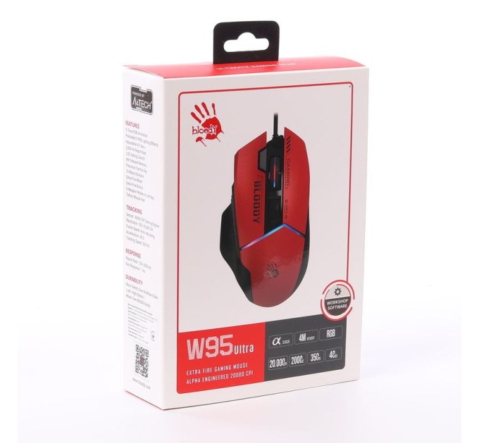Bloody Миша ігрова Bloody W95 Ultra, колір червоно-чорний