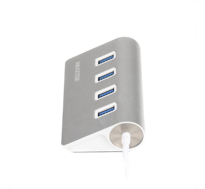 Maxxter Хаб USB 3.0 Type-С HU3С-4P-01 на 4 порти, метал, сріблястий