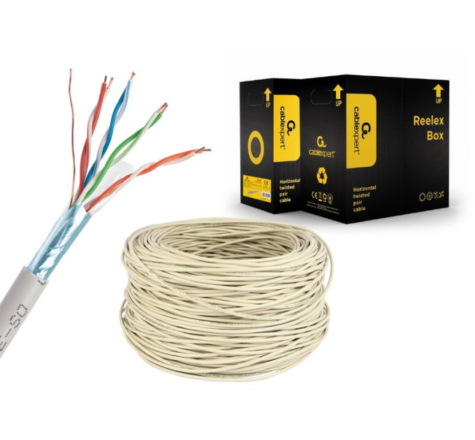 Cablexpert Звита пара,Cablexpert UPC-6004SE-SOL/100, CAT6, одножильна, алюміній під міддю (CCA з AWG24), неекранована, 100 м
