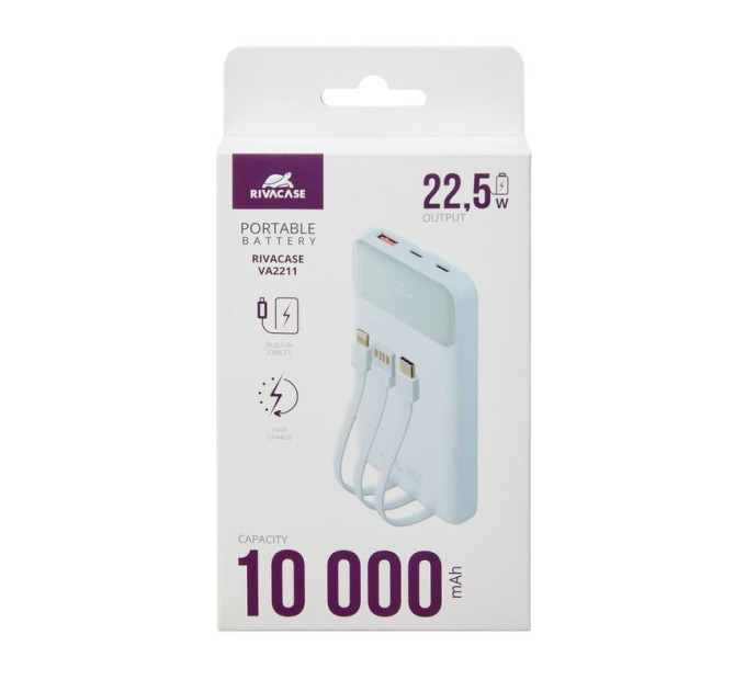 RivaCase Портативний зарядний пристрій Rivacase, 10000 mA, RIVAPOWER VA2211 (White)