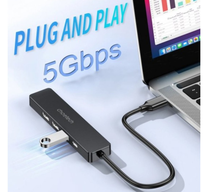 Choetech Адаптер Choetech HUB-M80-BK, USB Type-C 5-в-1