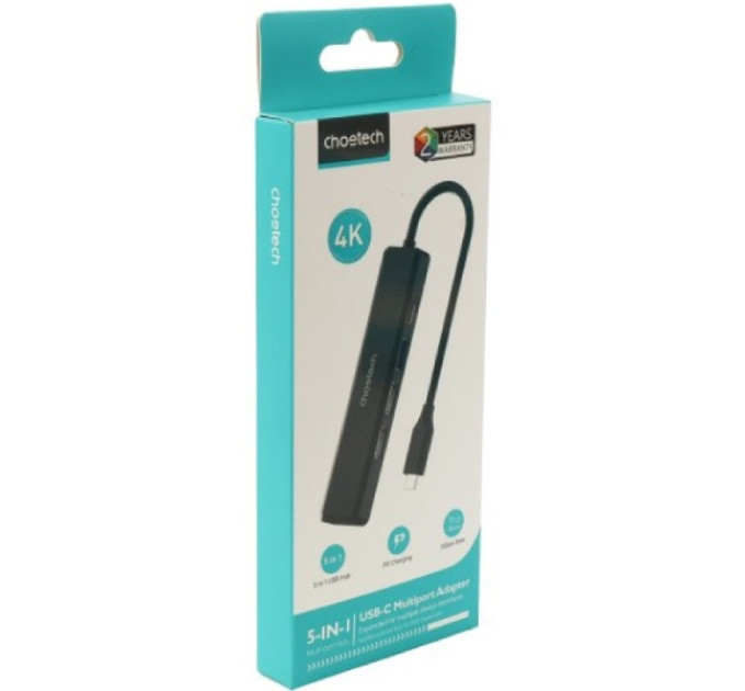 Choetech Адаптер Choetech HUB-M80-BK, USB Type-C 5-в-1
