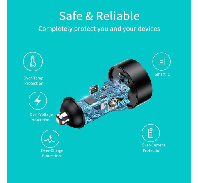 Choetech Автомобільне ЗУ С0054-BK, 2 порти, 36Вт,PD, чорний
