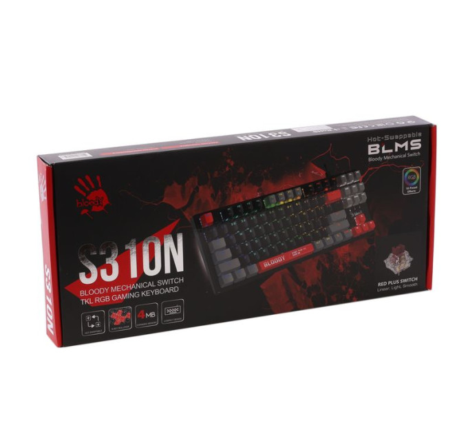 Bloody Механічна ігрова клавіатура Bloody S310N (Energy Red), USB, чорний