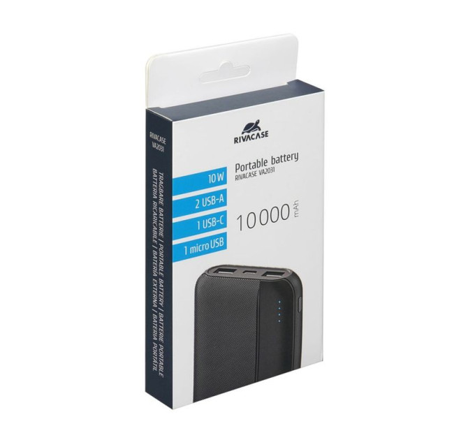 RivaCase Портативний зарядний пристрій Rivacase, 10000 mA, RIVAPOWER VA2031 (Black)