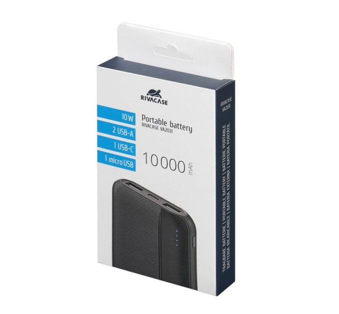 RivaCase Портативний зарядний пристрій Rivacase, 10000 mA, RIVAPOWER VA2031 (Black)