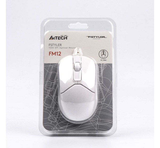 A4Tech Миша A4Tech Fstyler FM12 (White),  USB, колір білий