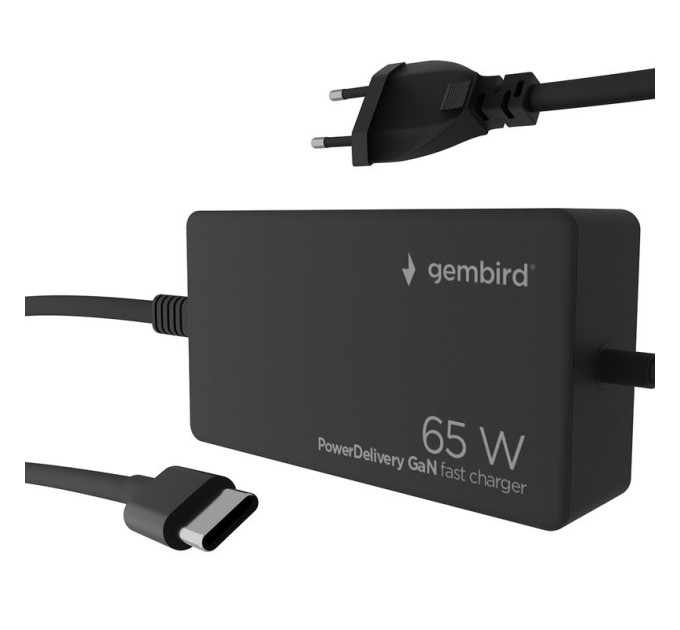 Gembird МЗП Gembird NPA-AC-PDQC65-01, для ноутбука/планшета/телефона TYPE-C