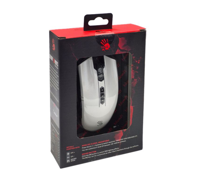Bloody Миша ігрова A4Tech ES7 (Panda White), чорно-біла