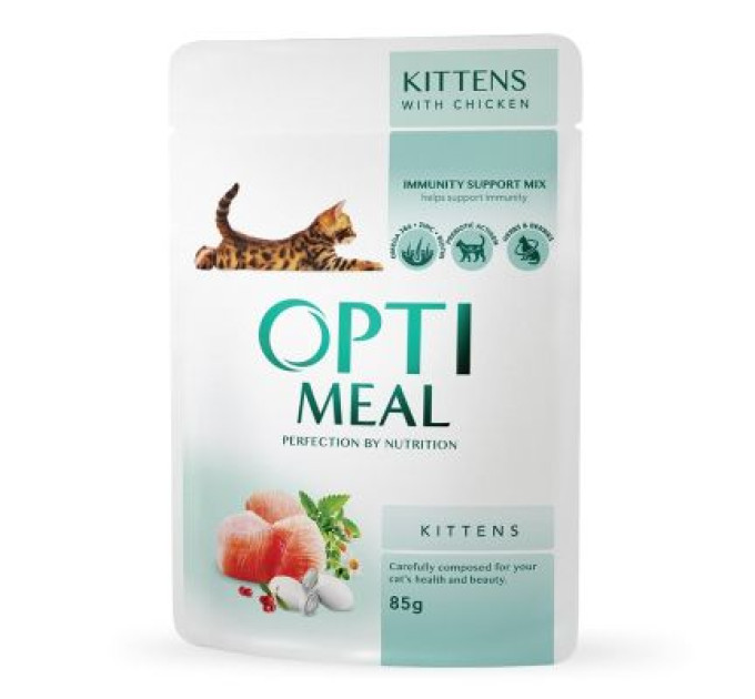 Optimeal Вологий корм для кішок Optimeal для кошенят зі смаком курки 85 г (4820083905452)