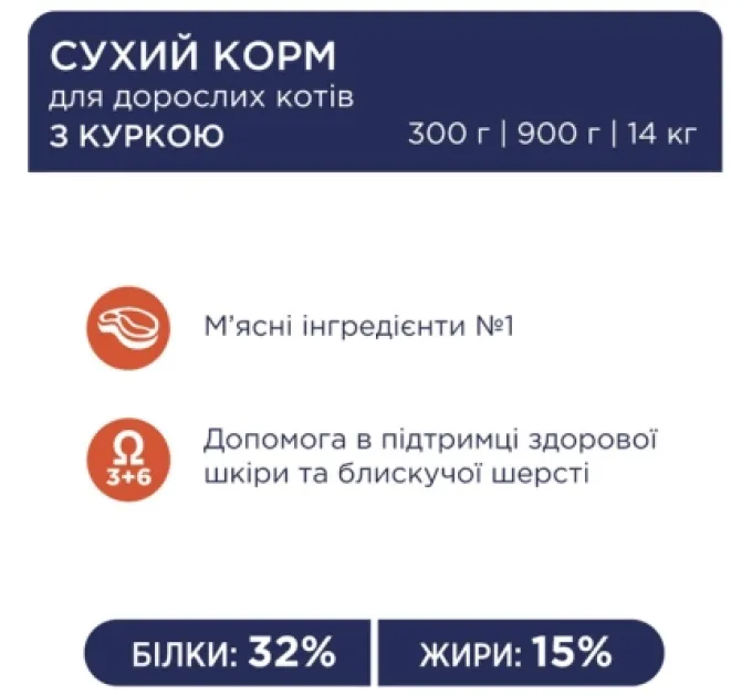 Сухий корм для кішок Club 4 Paws Преміум. Зі смаком курки 900 г (4820083909139)