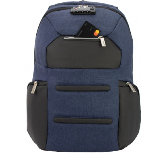 Optima Рюкзак шкільний Optima 18.5" USB Anti-Theft унісекс 0.7 кг 16-25 л Синій (O96917-02)