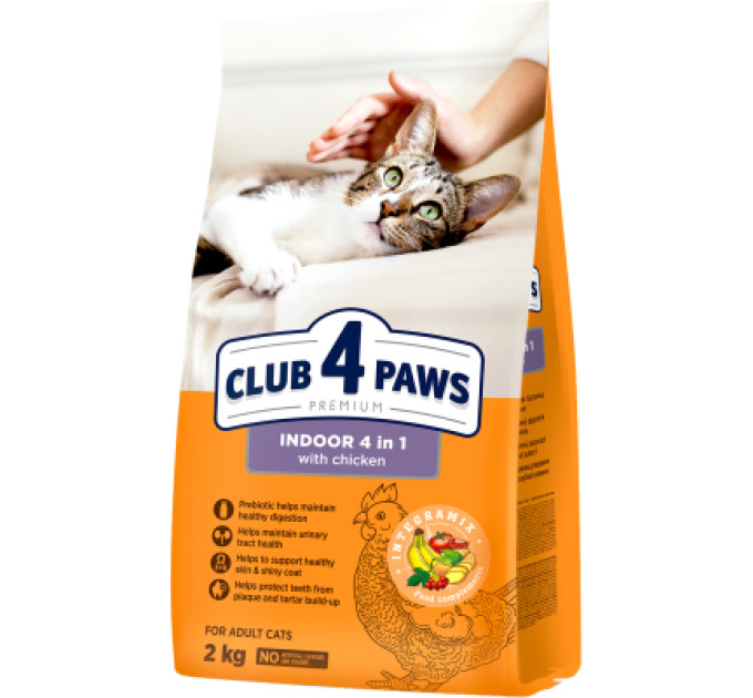 Club 4 Paws Сухий корм для кішок Club 4 Paws Premium що мешкають у приміщенні "4в1" 2 кг (4820215368780)
