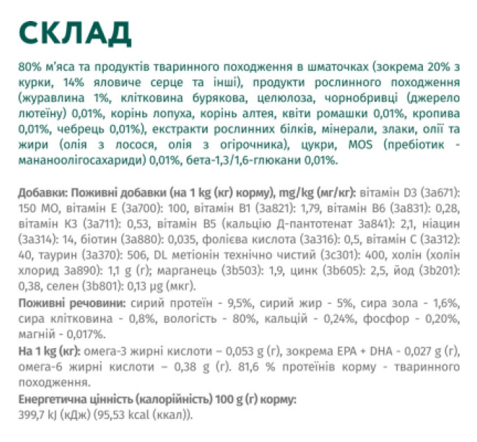 Вологий корм для собак Optimeal з яловичиною та журавлиною в желе 100 г (4820215369626)