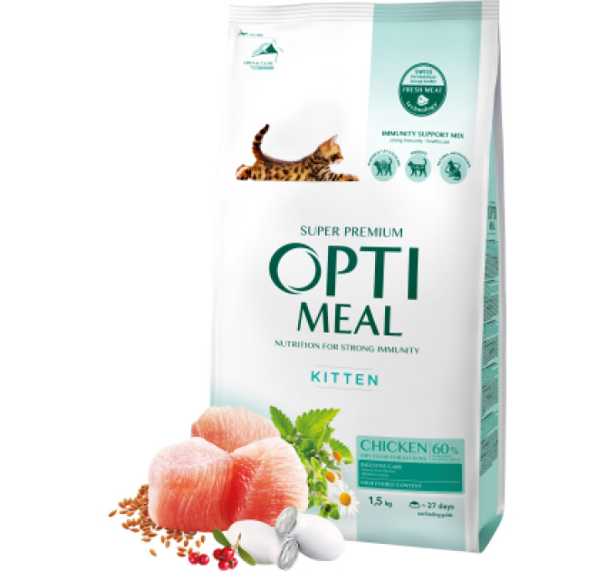 Optimeal Сухий корм для кішок Optimeal для кошенят зі смаком курки 1.5 кг (4820215369664)