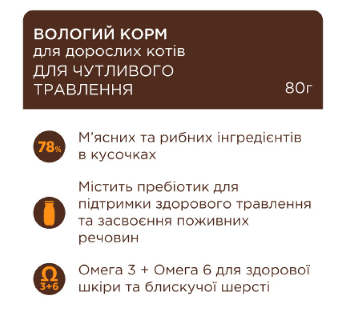 Вологий корм для кішок Club 4 Paws з чутливим травленням 80 г (4820215369282)