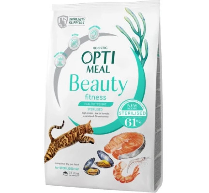 Сухий корм для кішок Optimeal Beauty Fitness для стерилізованих/кастрованих з морепродуктами 4 кг (4820215369824)