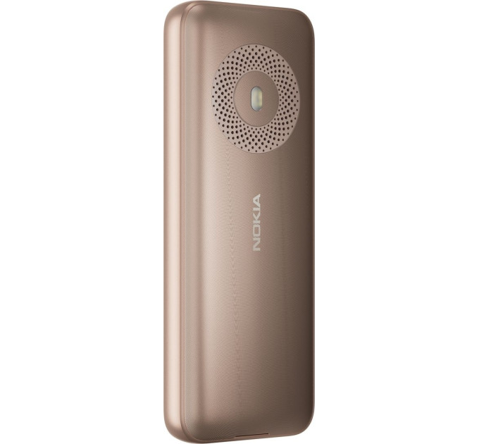 Nokia Мобильный телефон Nokia 130 2023 Dual Sim Light Gold; 2.4" (320x240) TFT / клавиатурный моноблок / ОЗУ 4 МБ / 4 МБ встроенной + microSD до 32 ГБ / без камеры / 2G (GSM) / 130.9x50.6x14 мм, 98.2 г / 1450 мАч / золотистый