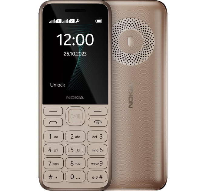 Nokia Мобильный телефон Nokia 130 2023 Dual Sim Light Gold; 2.4" (320x240) TFT / клавиатурный моноблок / ОЗУ 4 МБ / 4 МБ встроенной + microSD до 32 ГБ / без камеры / 2G (GSM) / 130.9x50.6x14 мм, 98.2 г / 1450 мАч / золотистый
