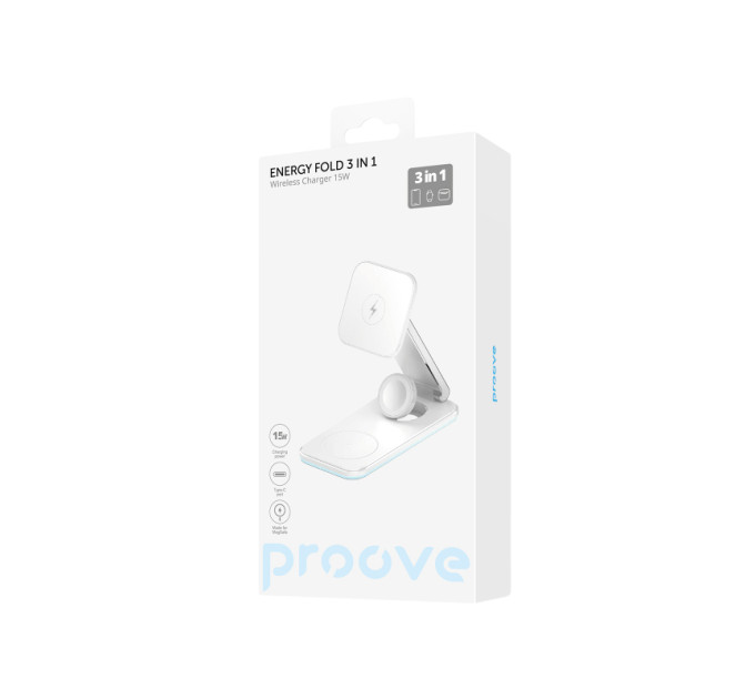 Proove Бездротовий зарядний пристрій Proove Energy Fold 3in1 15W White (WSEF15010002)