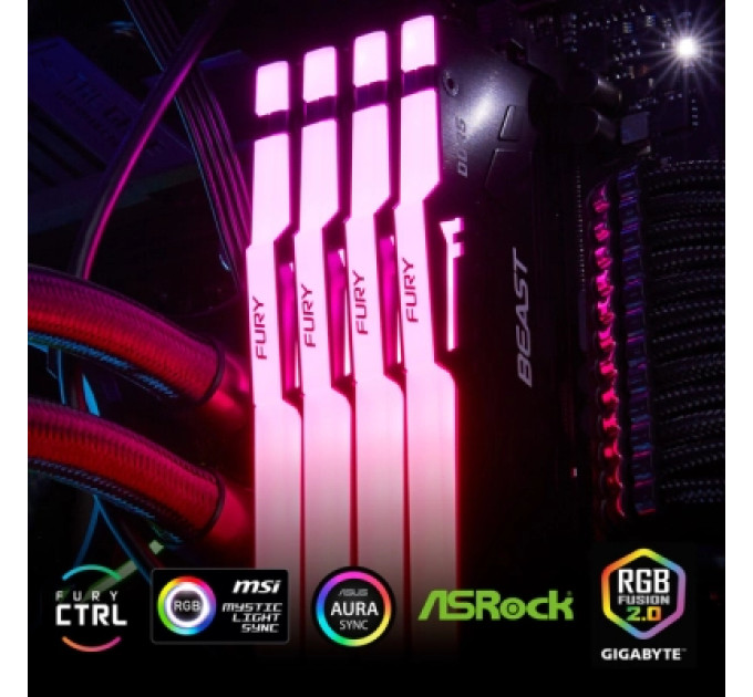 Модуль пам'яті для комп'ютера DDR5 128GB (2x64GB) 5600 MHz Beast RGB Kingston Fury (ex.HyperX) (KF556C40BBAK2-128)