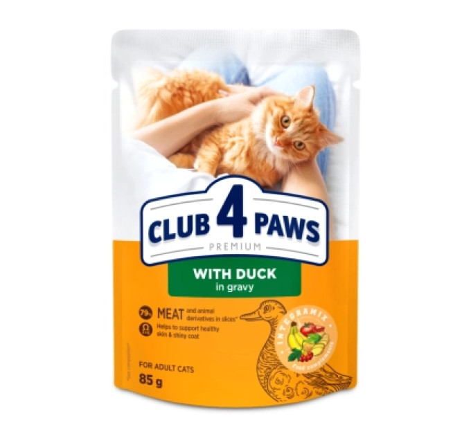 Club 4 Paws Вологий корм для кішок Club 4 Paws з качкою у соусі 85 г (4820269142503)