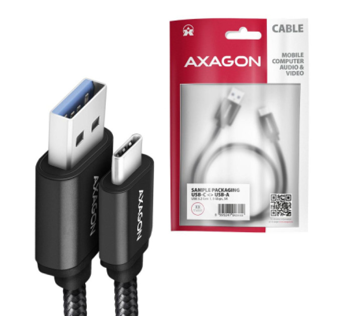 AXAGON Дата кабель USB 3.2 AM to USB-C 2.0m black AXAGON (BUCM3-AM20AB)
