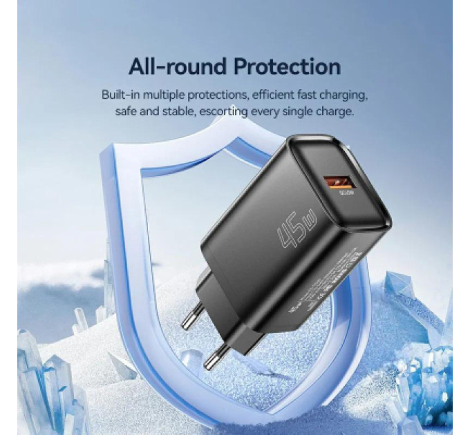 Зарядний пристрій Essager USB-A QC3.0 45W black (ECT45W-RPB01-Z)