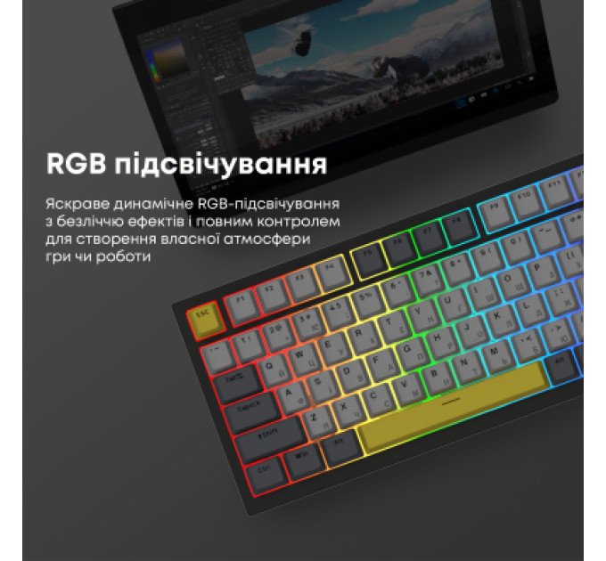 Ajazz Клавіатура Ajazz AK820 Sea Salt Switch RGB USB-C UA Black (AK820-SS-BGY)