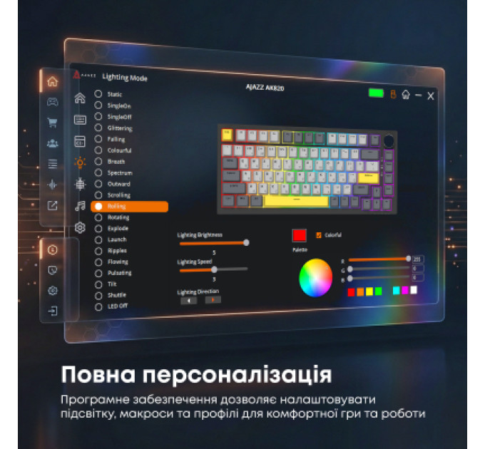 Ajazz Клавіатура Ajazz AK820 Sea Salt Switch RGB USB-C UA Black (AK820-SS-BGY)
